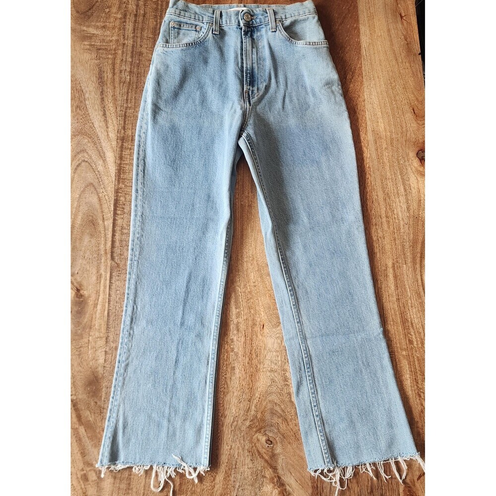 Helmut Lang Jeans Womens 27 Blue Light Wash High Rise Straight Raw Hem Denim